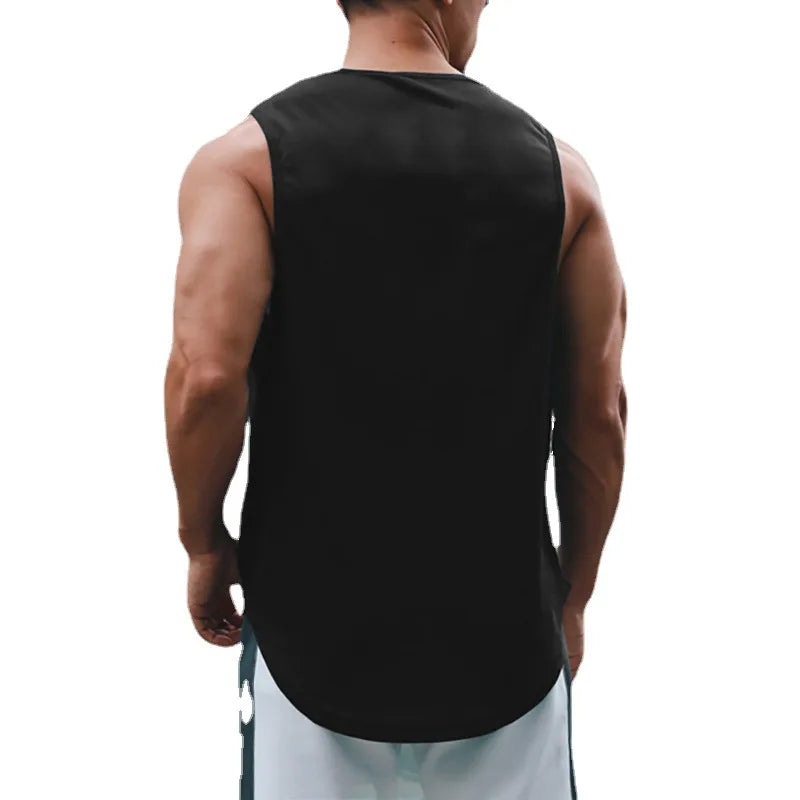 Camiseta sem mangas masculina para fitness, quick-drying, solta para musculação e basquete