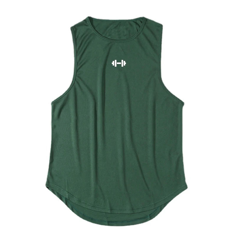 Regata fitness masculina solta e sem mangas, ideal para musculação e treino de academia no verão