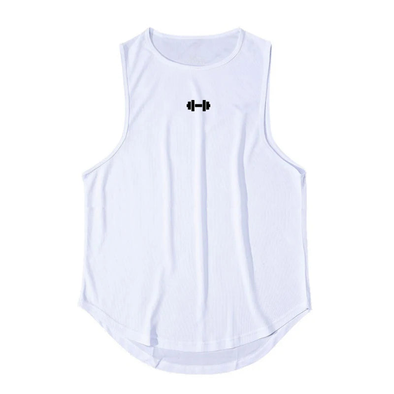 Camiseta regata de treino masculina em tecido respirável de secagem rápida, modelo solto para academia