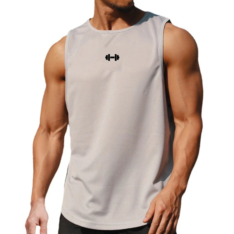 Camiseta regata para homem, tecido quick-drying, solta para musculação e basquete de verão