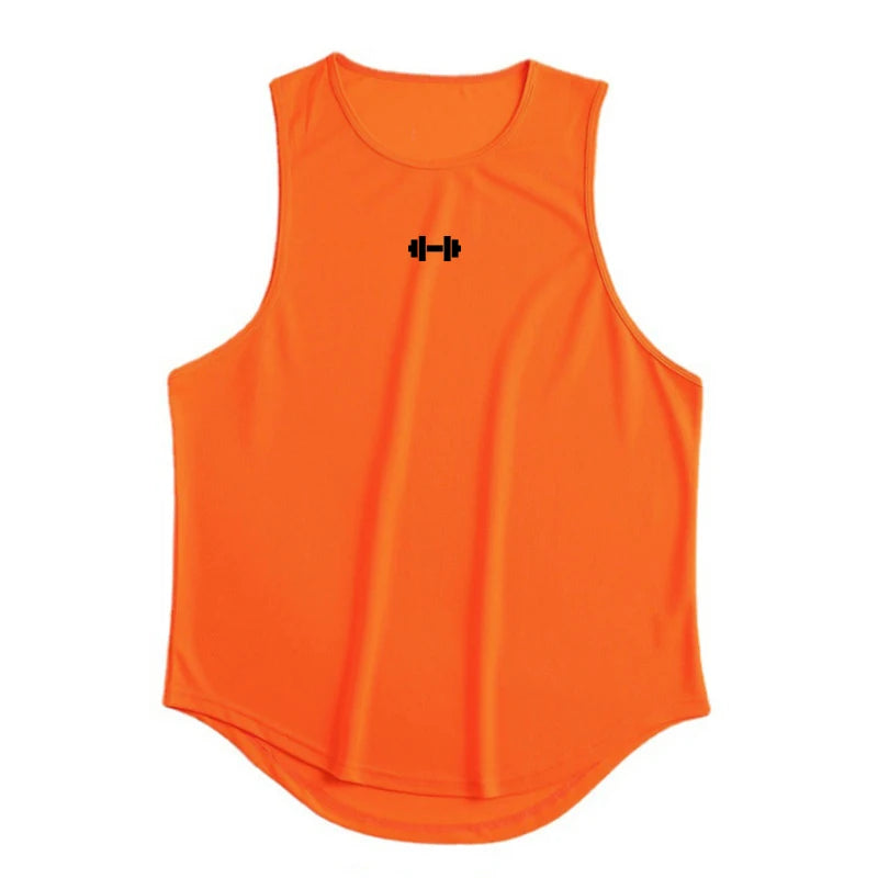 Camiseta regata masculina de academia sem mangas, tecido leve de secagem rápida para treino e basquete