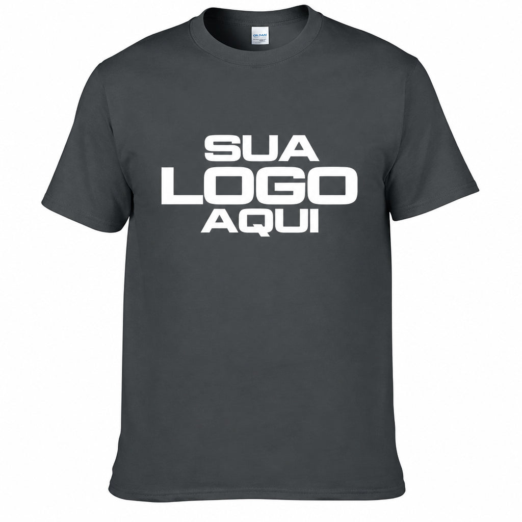 Camiseta masculina de algodão com design personalizado, texto e nome à escolha do cliente