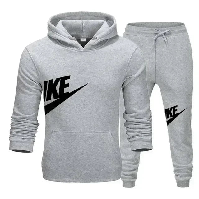 Men's autumn winter jogging set with hooded sweatshirt and trousers