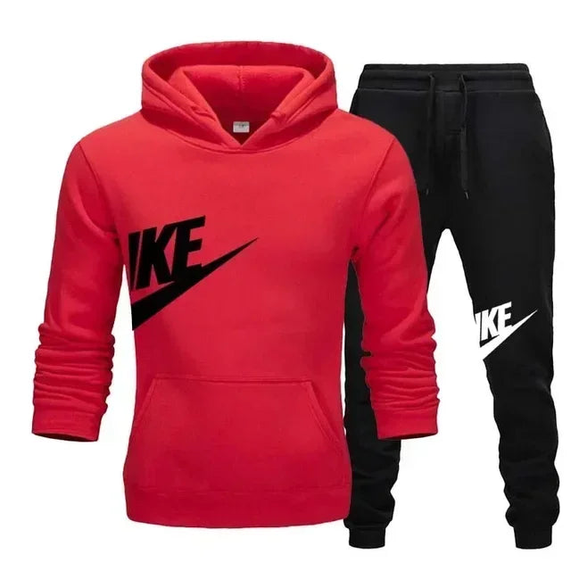 Men's two-piece hooded sweatshirt and long pants sportswear set