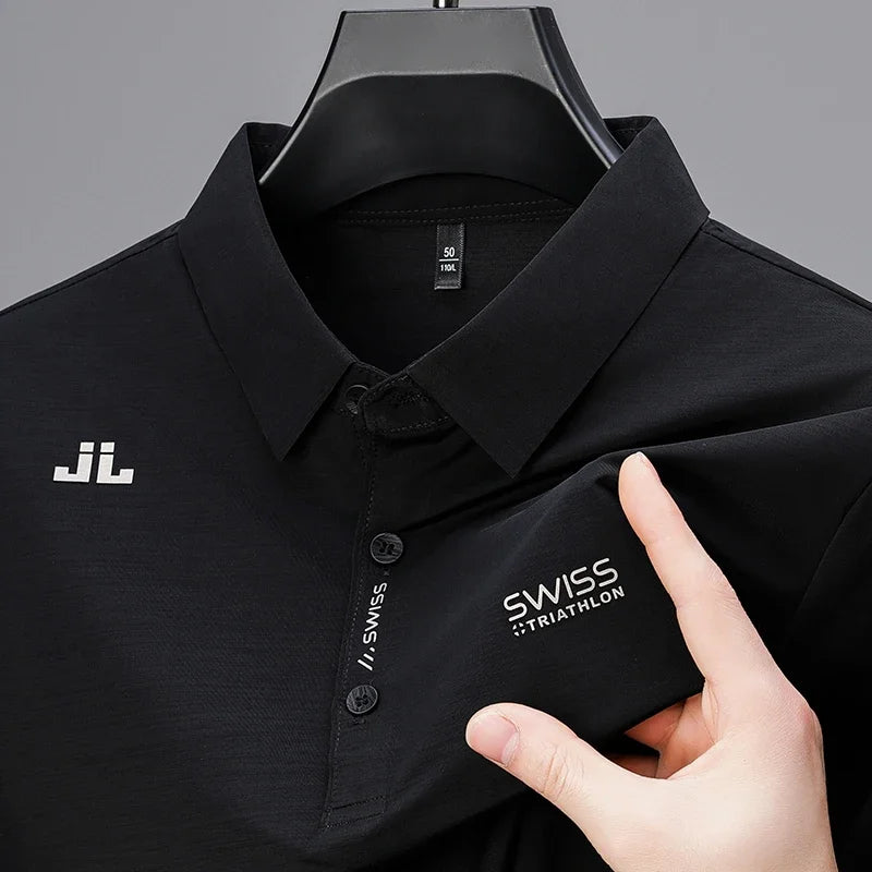 Casual men's short sleeve polo shirt in soft fabric, regular fit summer sport top