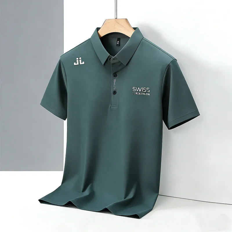 Men's summer short sleeve polo shirt in soft comfortable fabric, regular fit casual style