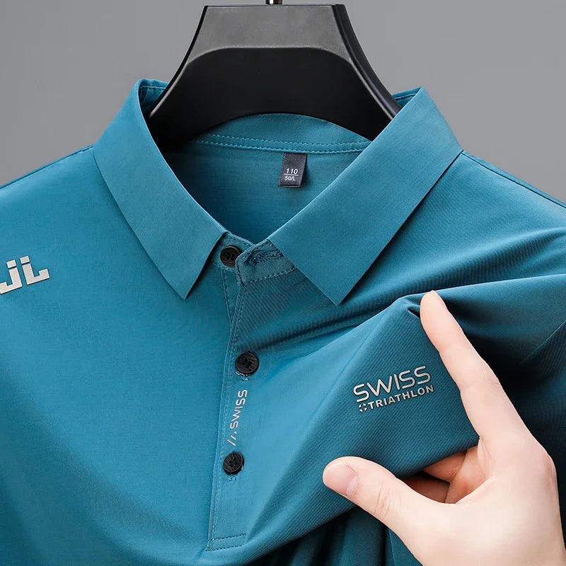 Soft fabric men's short sleeve polo shirt, regular fit casual summer sport top