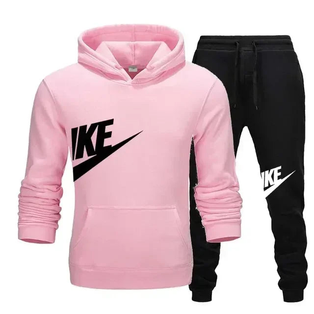 Men's 2-piece hoodie and pants sportswear set for casual outdoor jogging in autumn winter