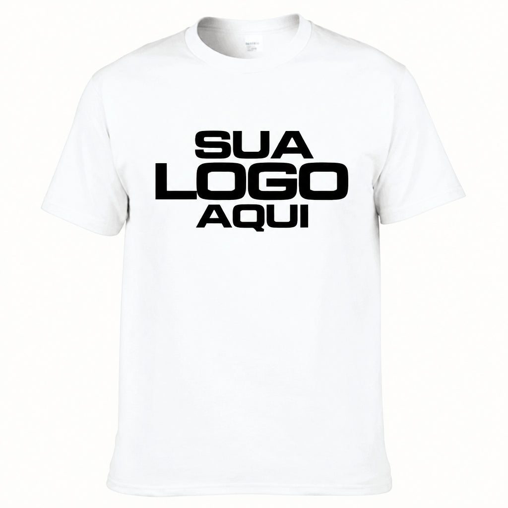 T-shirt masculina de algodão personalizável com texto e nome personalizados, design à sua escolha