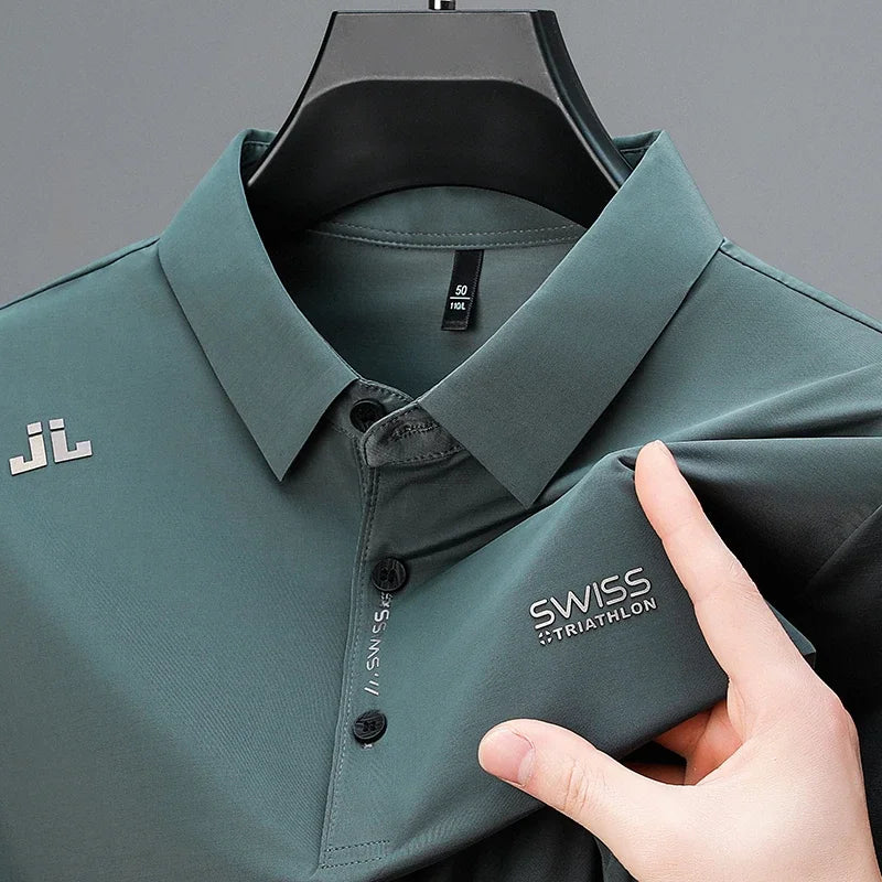 Short sleeve men's polo shirt, regular fit soft fabric casual summer sports tee