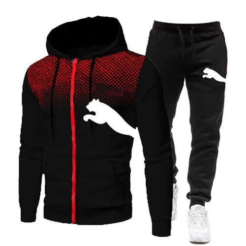 Men's hooded sweatshirt and pants two-piece set, autumn winter sports and leisure wear
