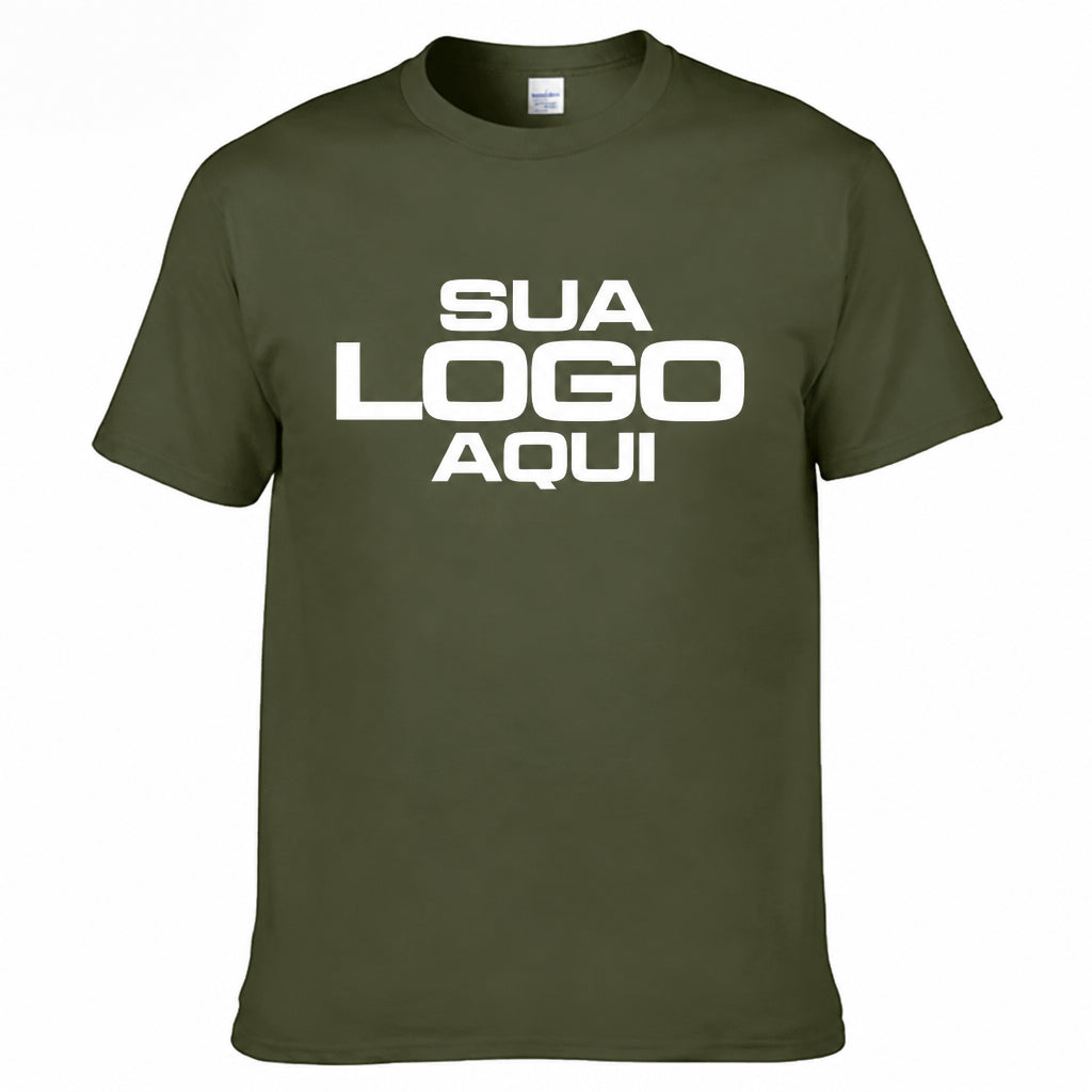 Camiseta de algodão para homem com estampa personalizada de nome e mensagem, modelo casual