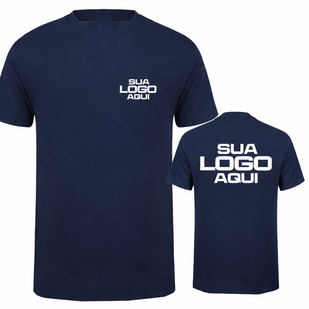 Camiseta de algodão masculina personalizável com texto e nome, ideal para presentes