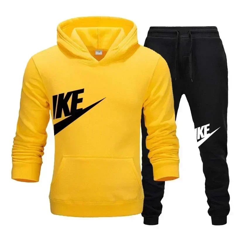 Men's casual tracksuit set with hoodie and long pants for jogging