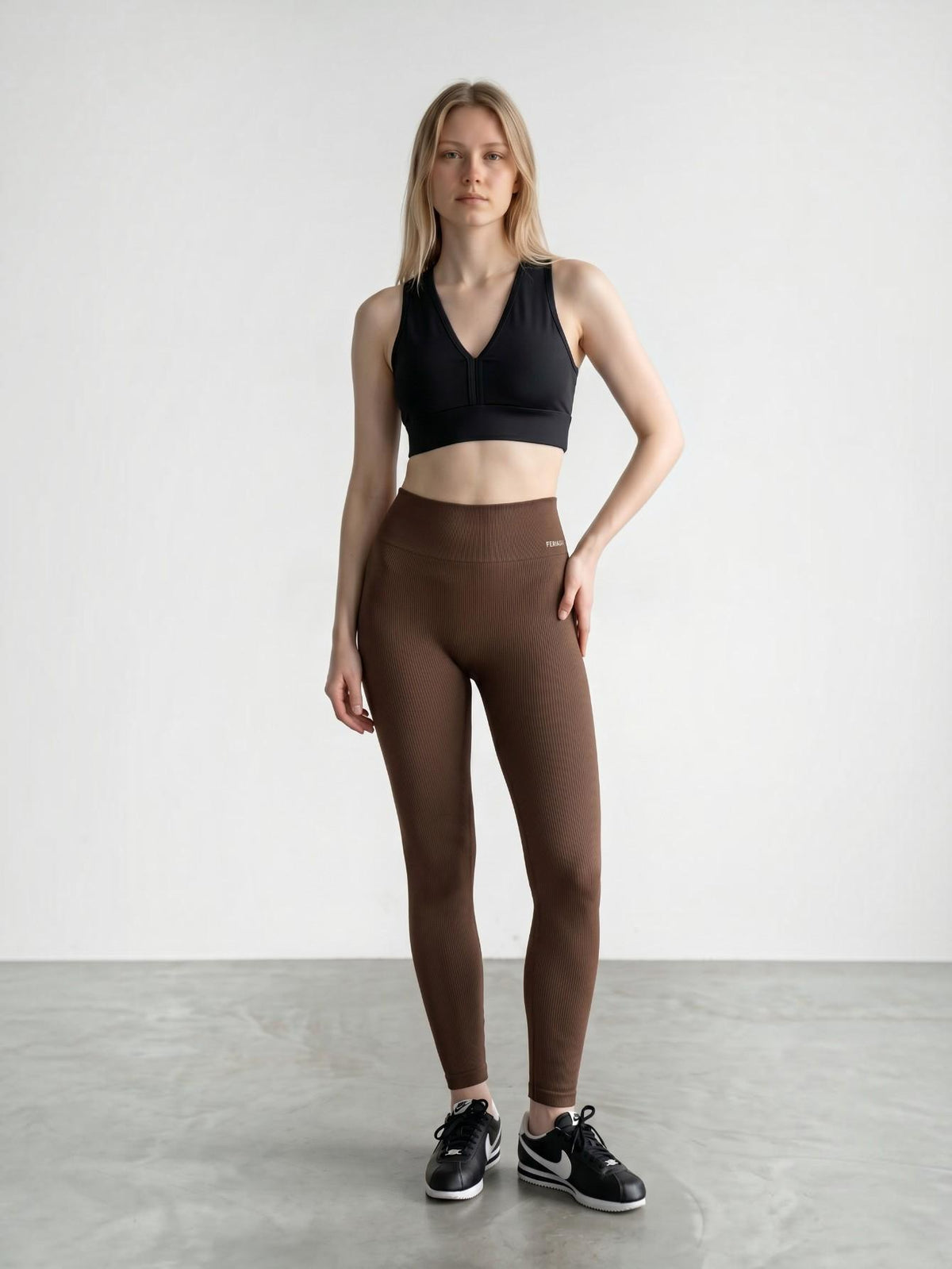 Calça legging fitness canelada sem transparência para treino feminino